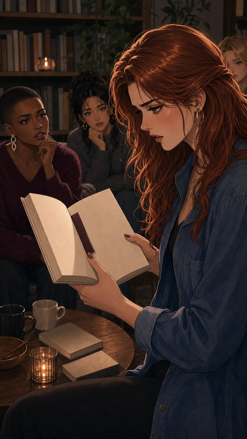 Jade notices a bookmark inside a plain paperback.