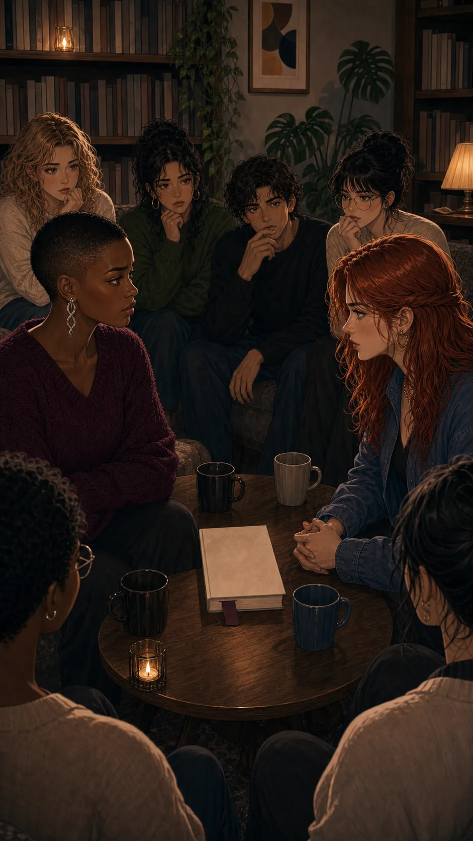 Etta and Jade sit with a plain book between them.