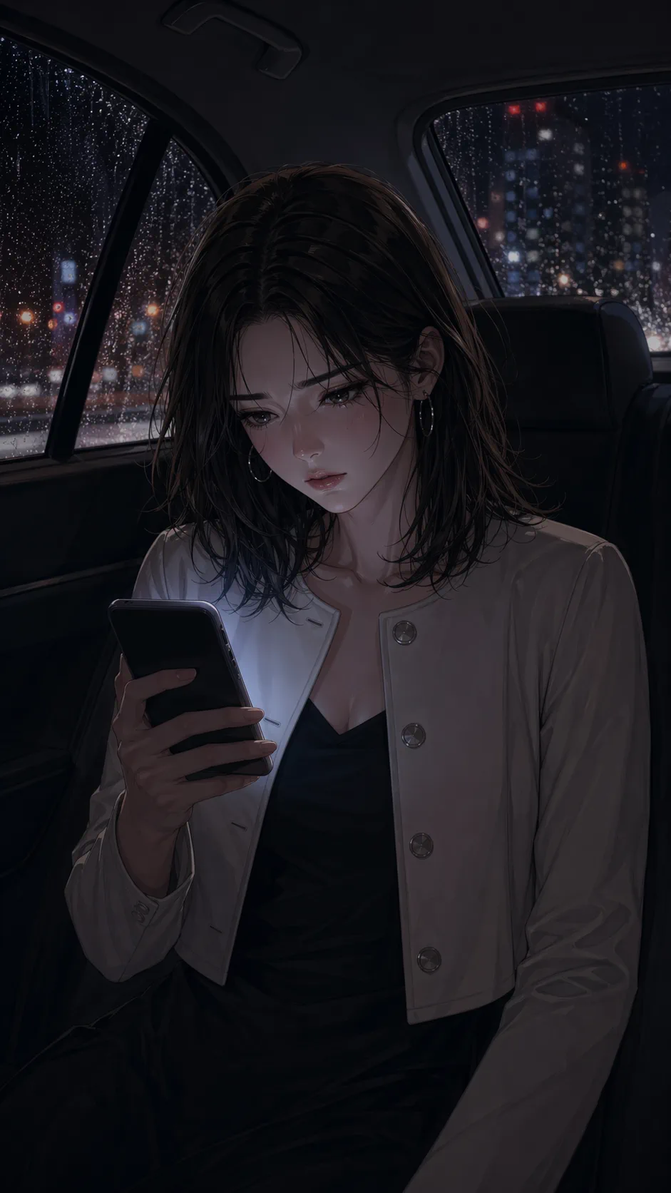 A woman stares at a phone full of incoming messages as the fallout from her post grows.