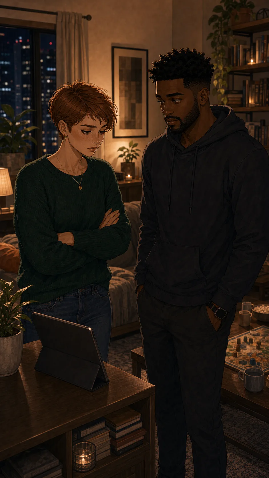 Cass and Theo decide what to do with the living room budget widget.