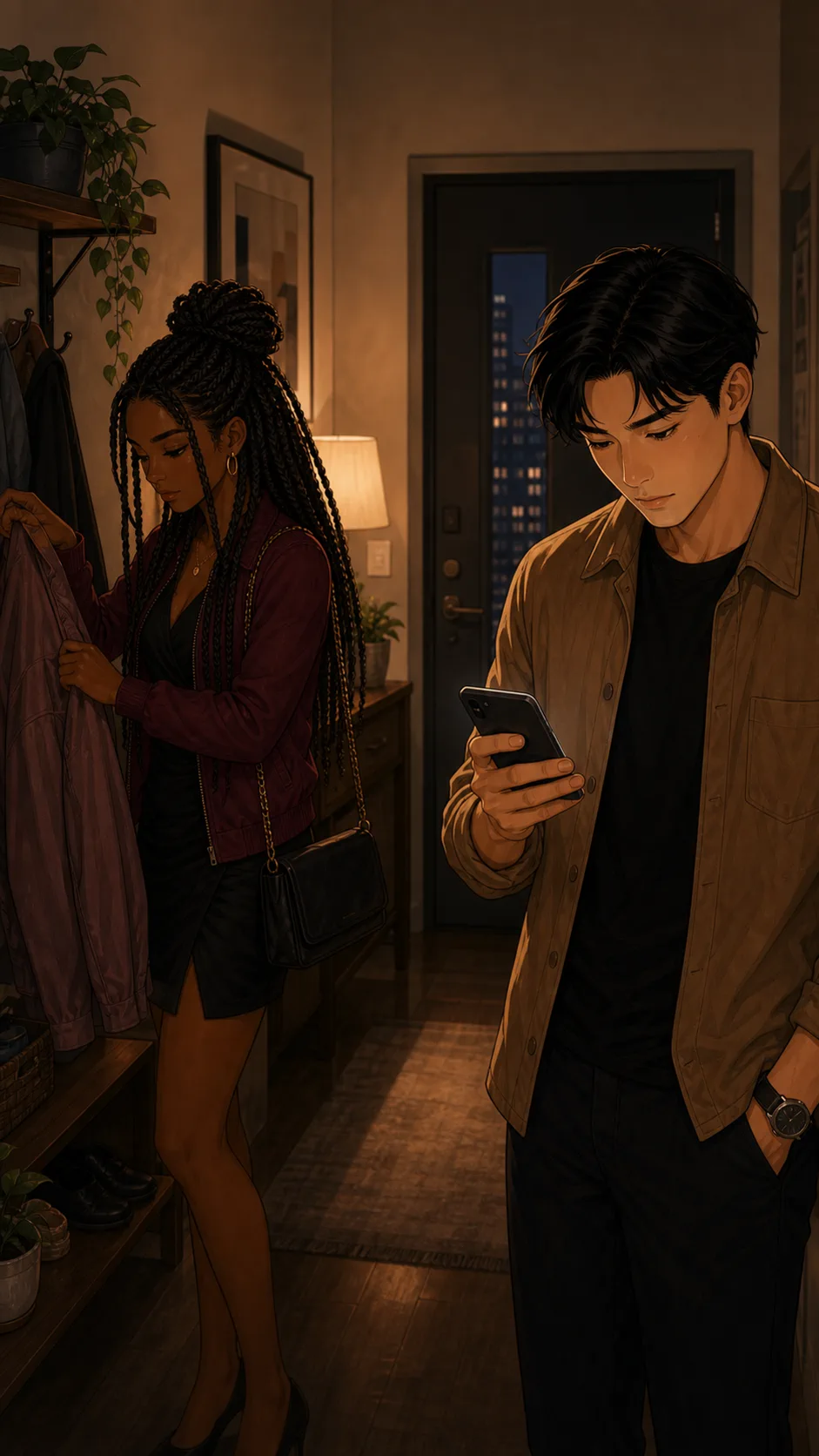 Noah receives a family dinner request on his phone.