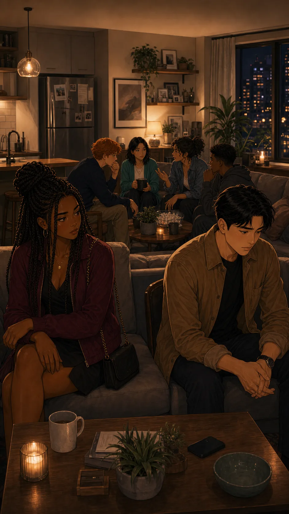 Friends split while discussing Riley and Noah's date-night calendar hold.