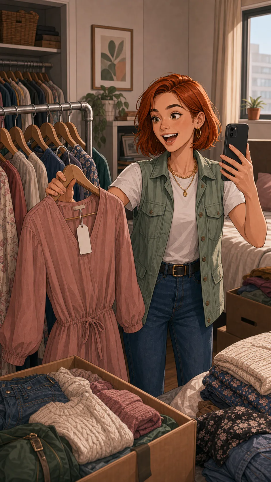 Maris starts a live sale with clothes from the cleanout.