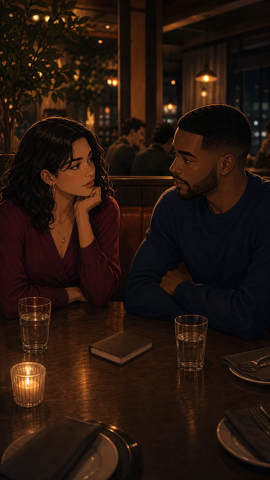 Maya and Theo sit with the closed checklist notebook between them.