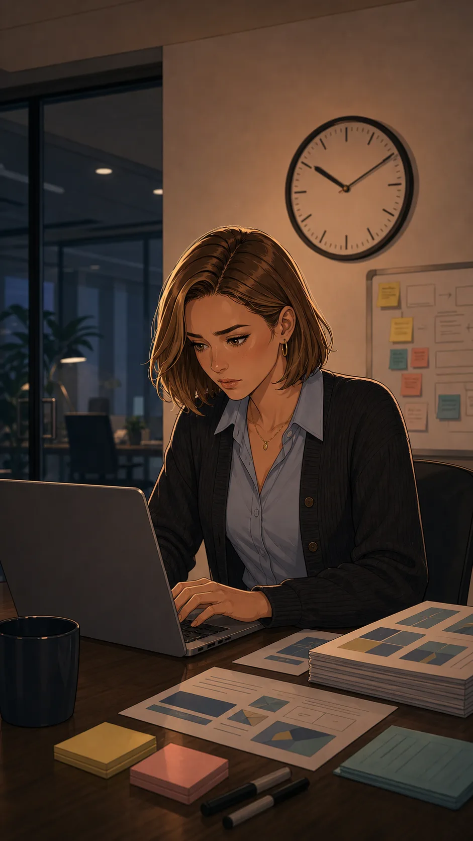 A fictional teammate edits a shared presentation shortly before a meeting.