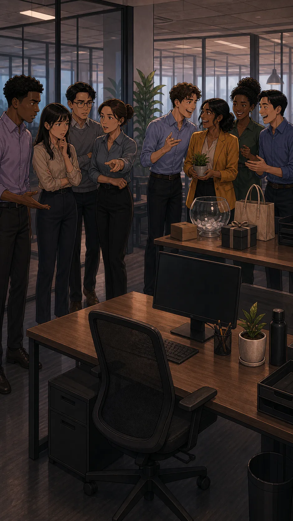 Coworkers split over whether raffling the desk plant was acceptable.