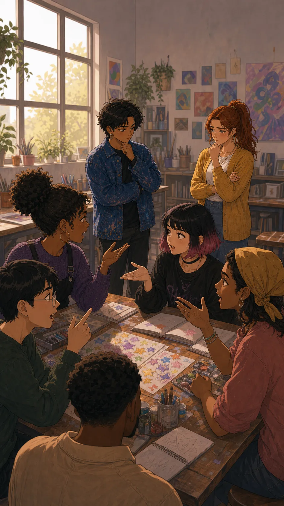 Art club members split over the sticker based on Ren's doodle.
