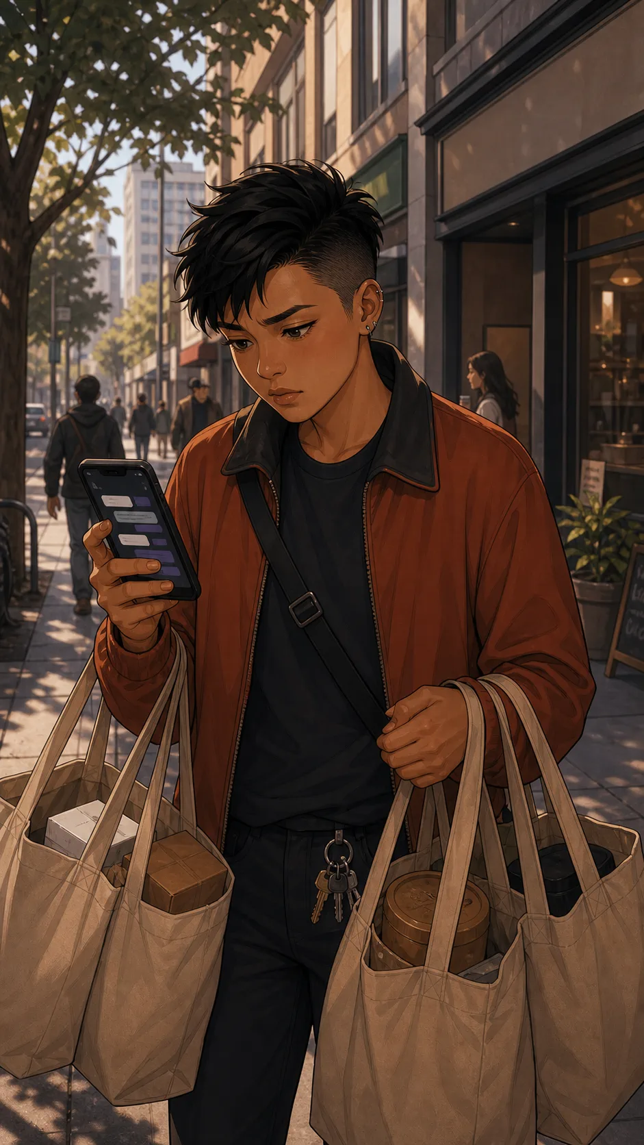 Ari looks overwhelmed at the pickup requests on their phone.