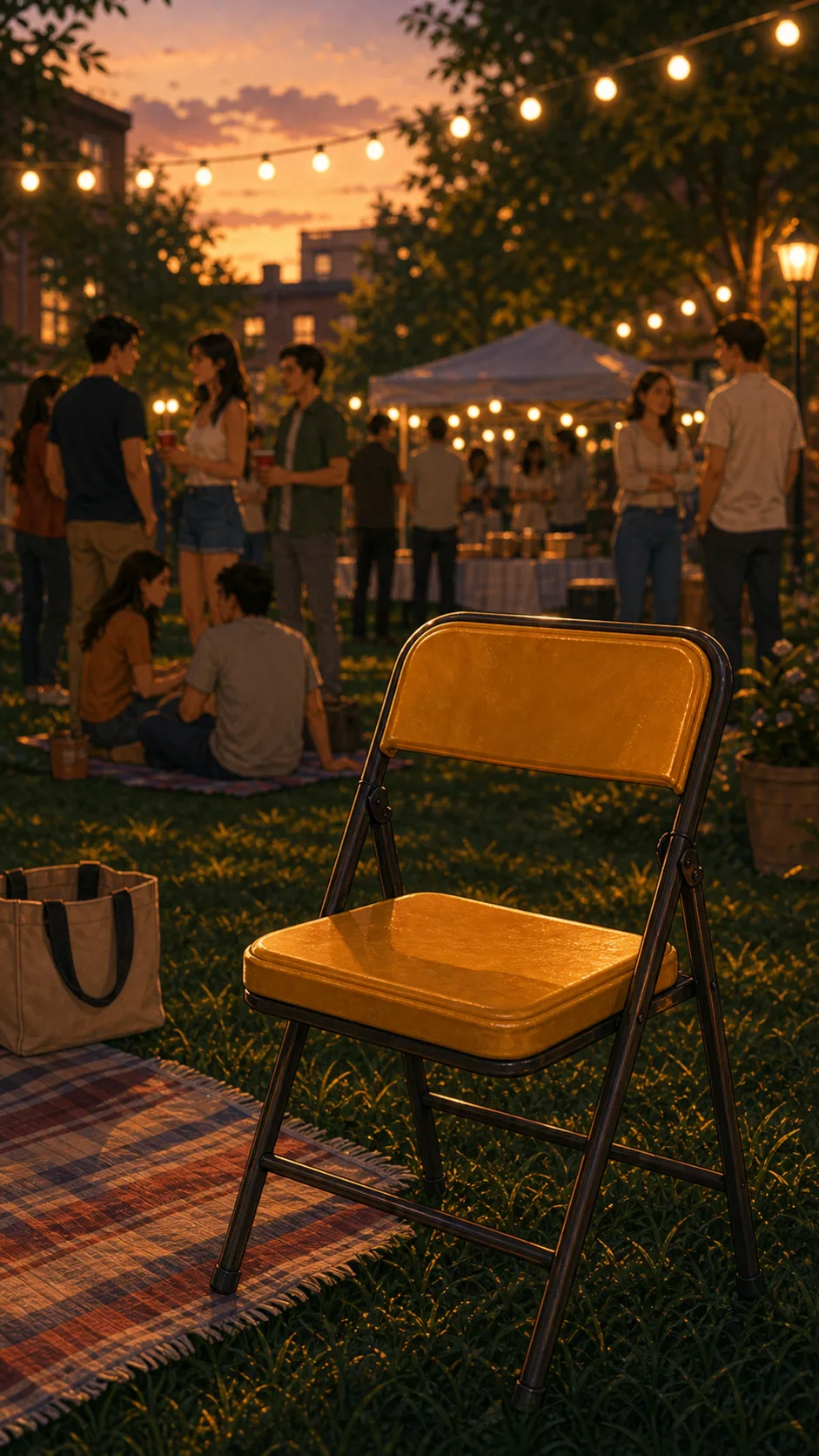Maya decides what to do with the folding chairs.