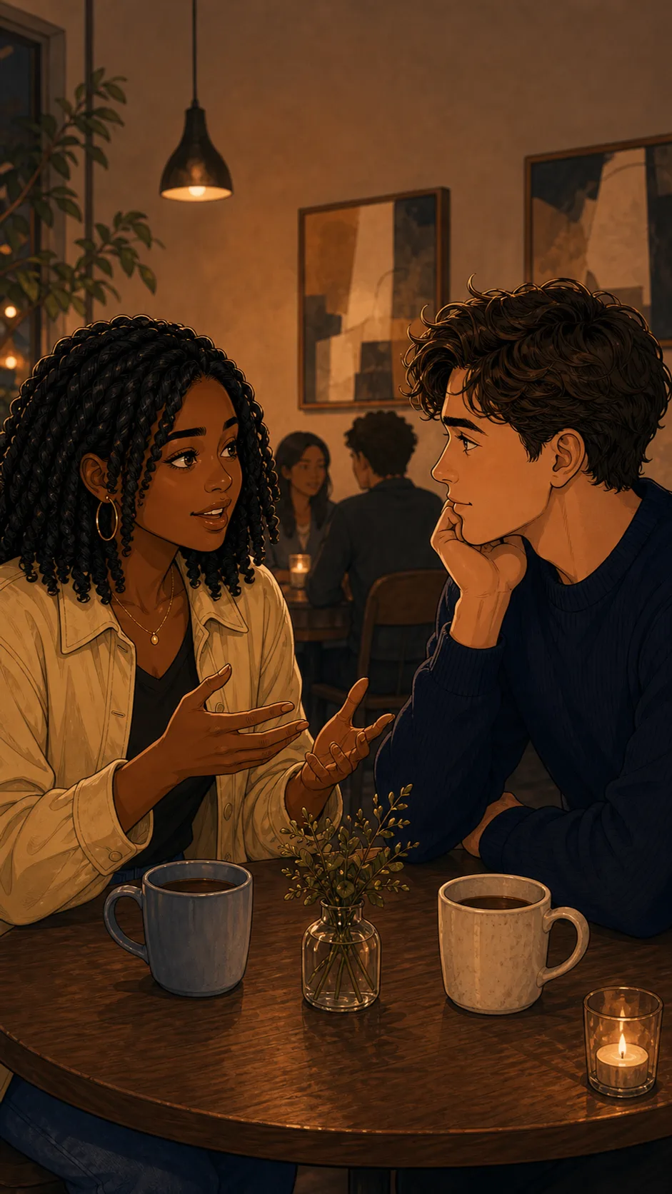 Mia tells Owen she prefers quieter date plans.