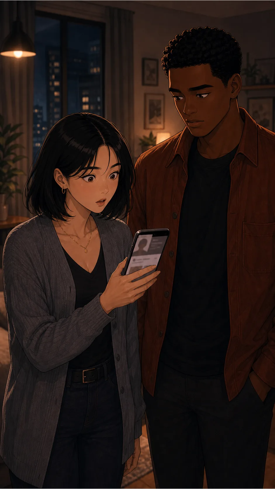 Iris recognizes her goodnight text in Caleb's profile bio.