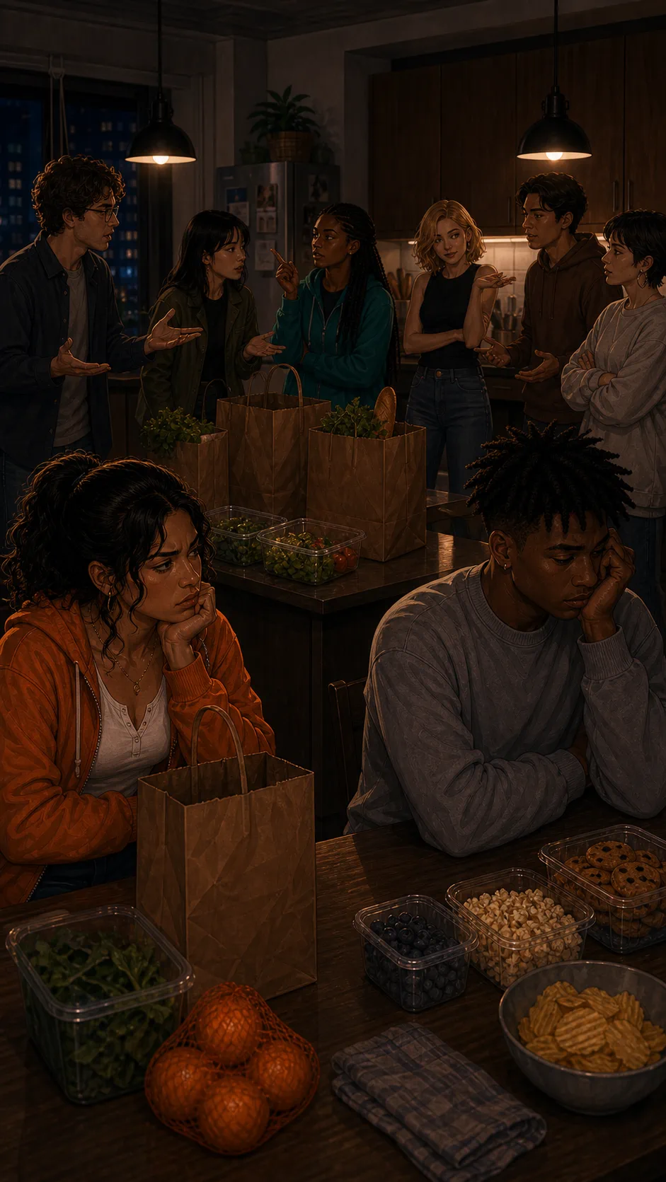 Roommates split over whether Miles should repay the grocery refund.