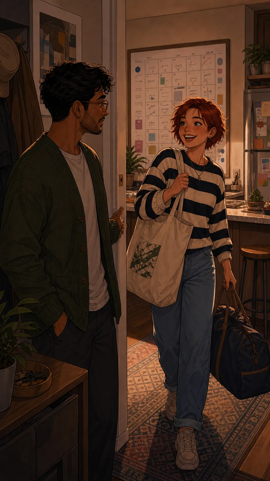 Kira arrives for a weekend stay while Milo welcomes her.
