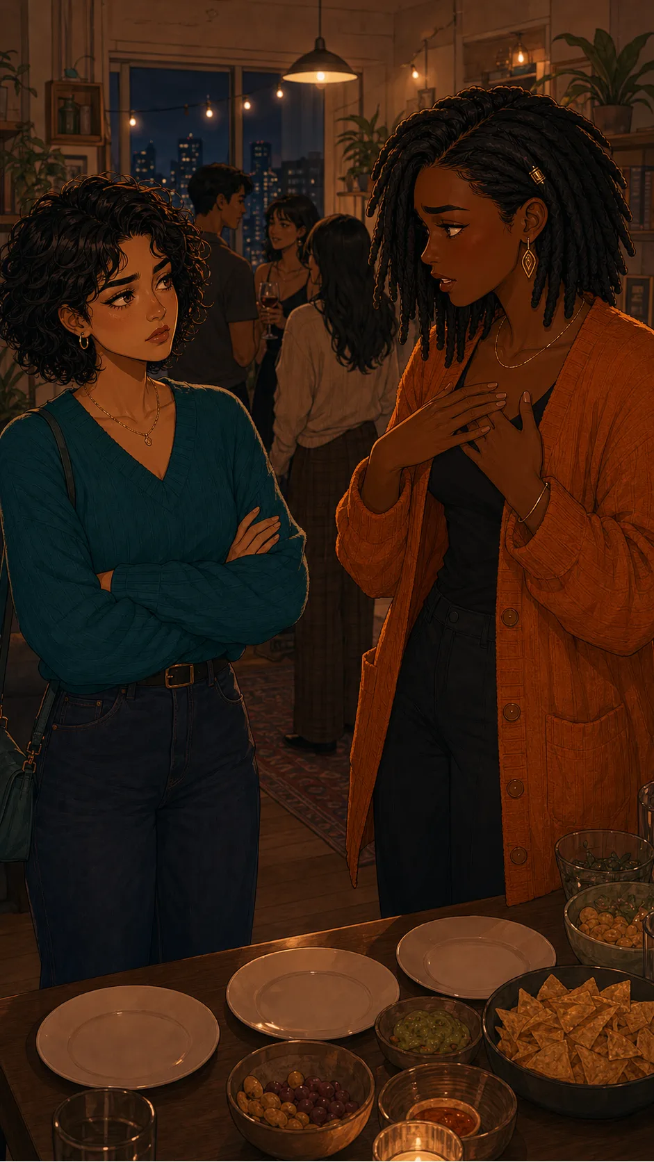 Aria confronts Bree near the snack table.
