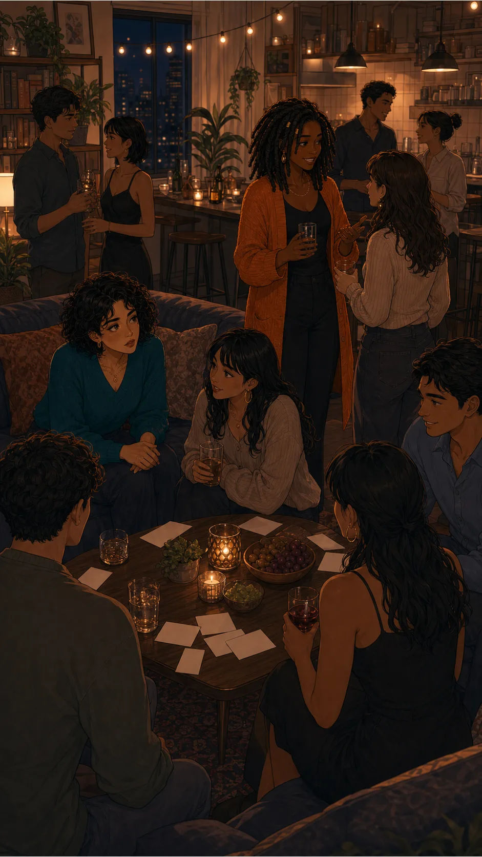 Party guests split over the icebreaker card.