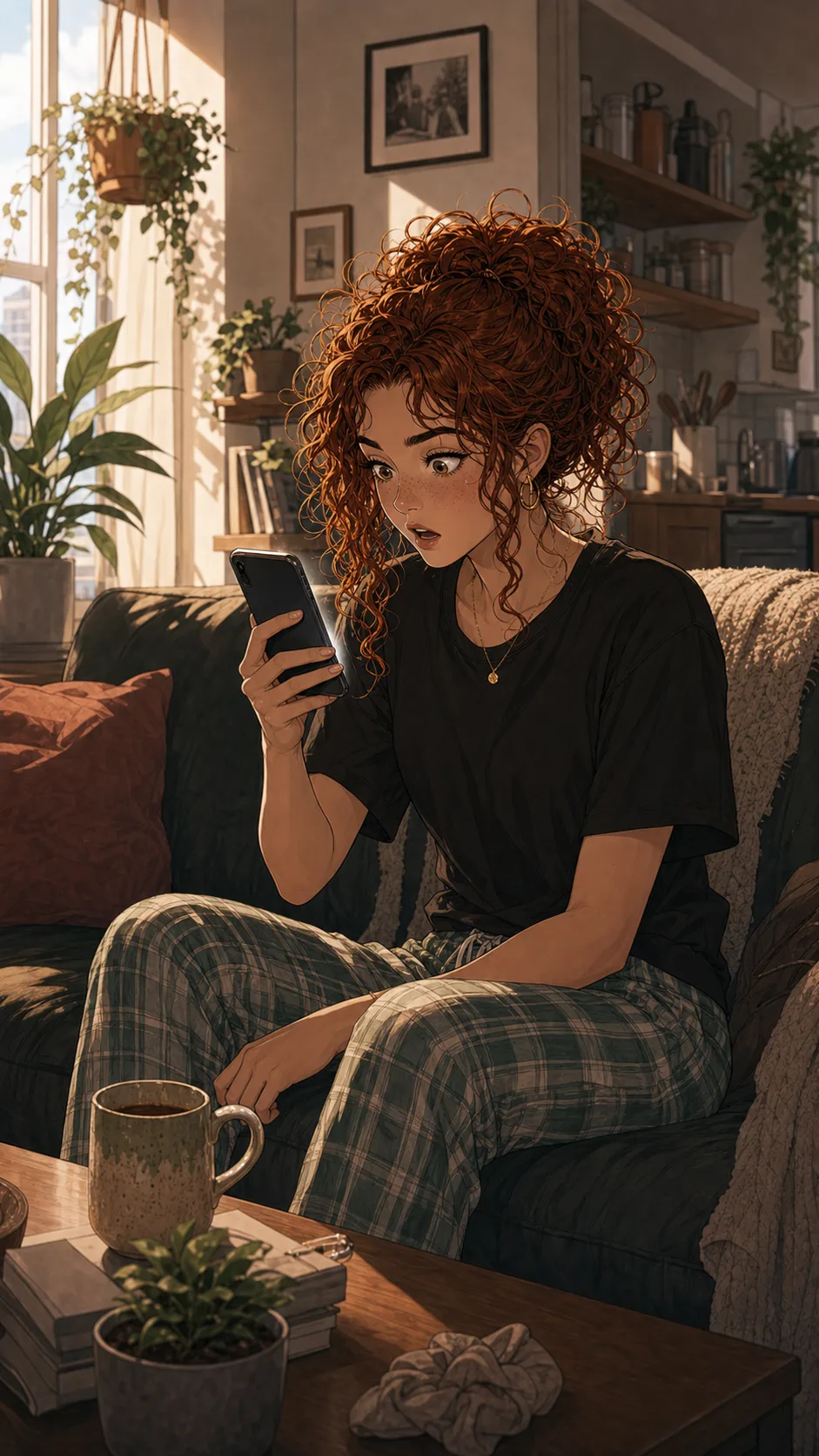 Paige sees an abstract refund notification on her phone in the morning.