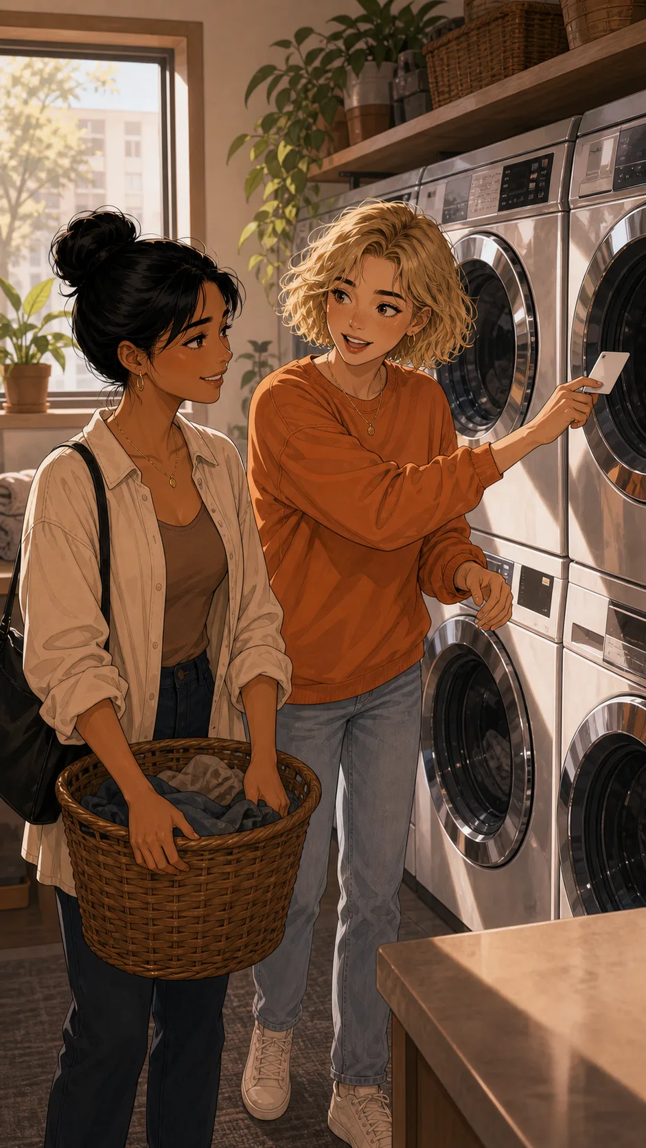 Brooke uses Talia's laundry card for a neighbor's washer.