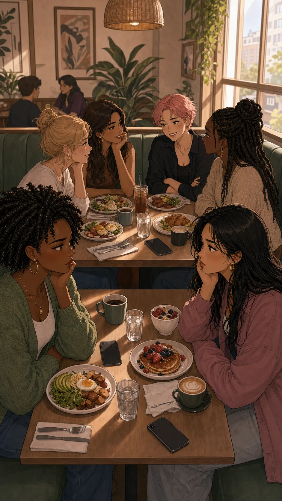 Friends split at brunch over the mirror selfie.