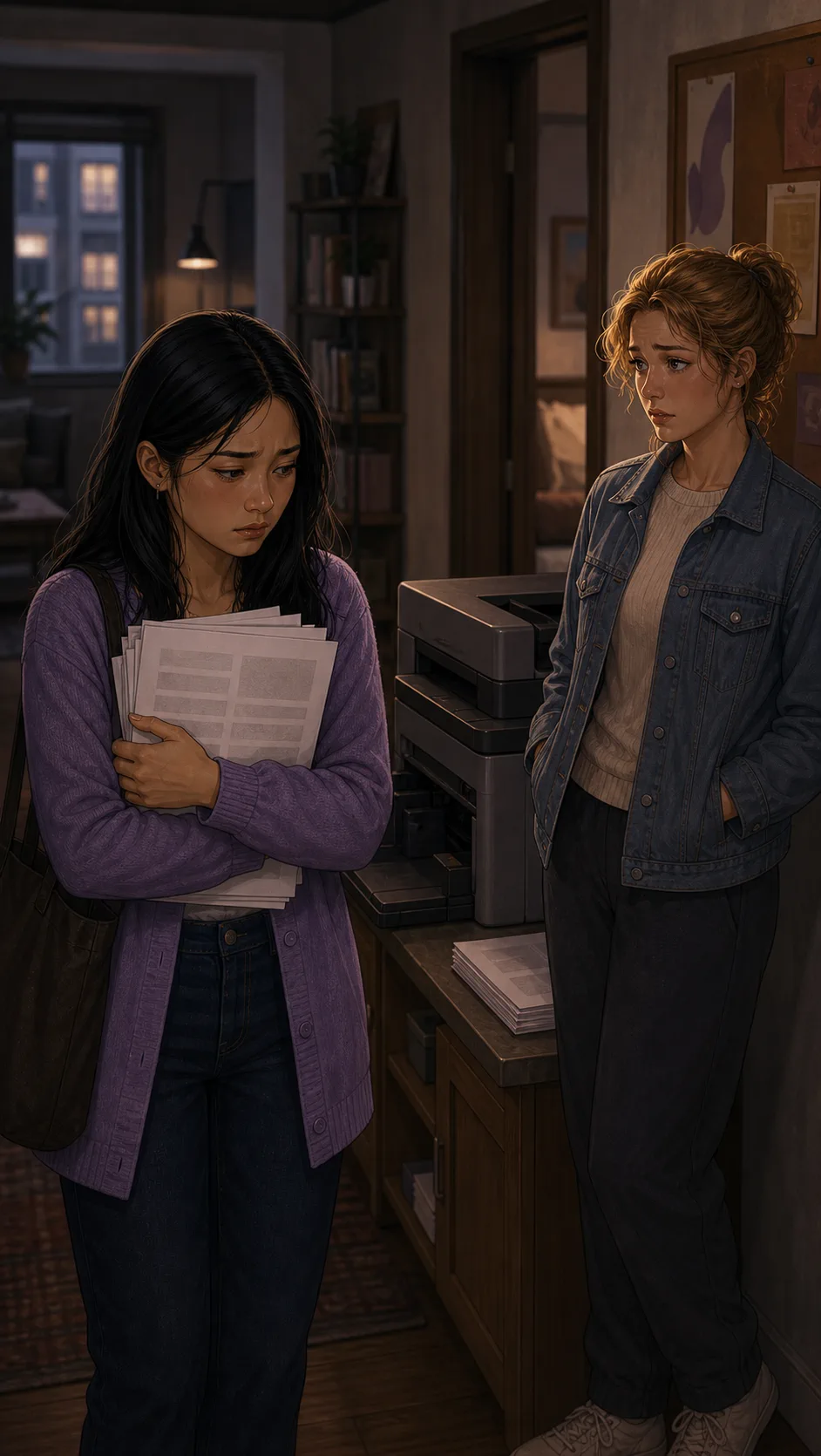 Nell holds the letter while deciding how to handle the printer mistake.