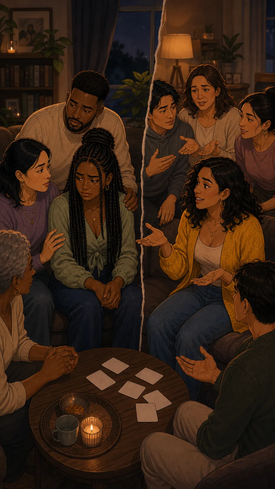 The family group splits over the private baby name list game.