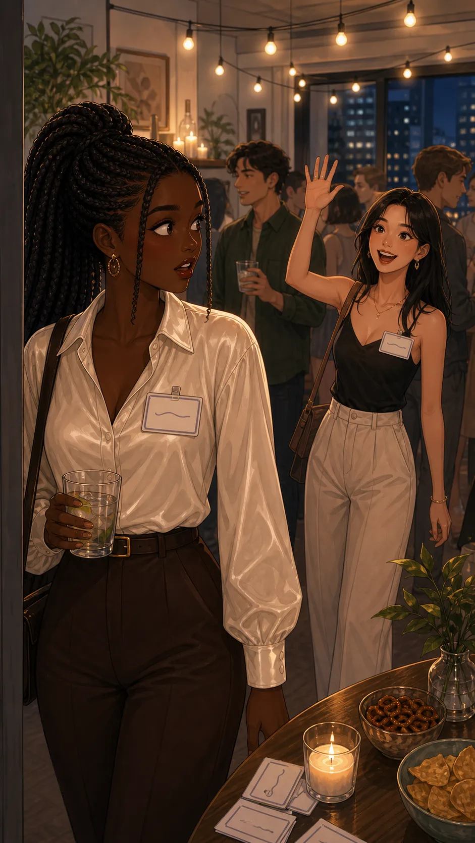 Maya looks startled as a guest greets her by a private nickname.