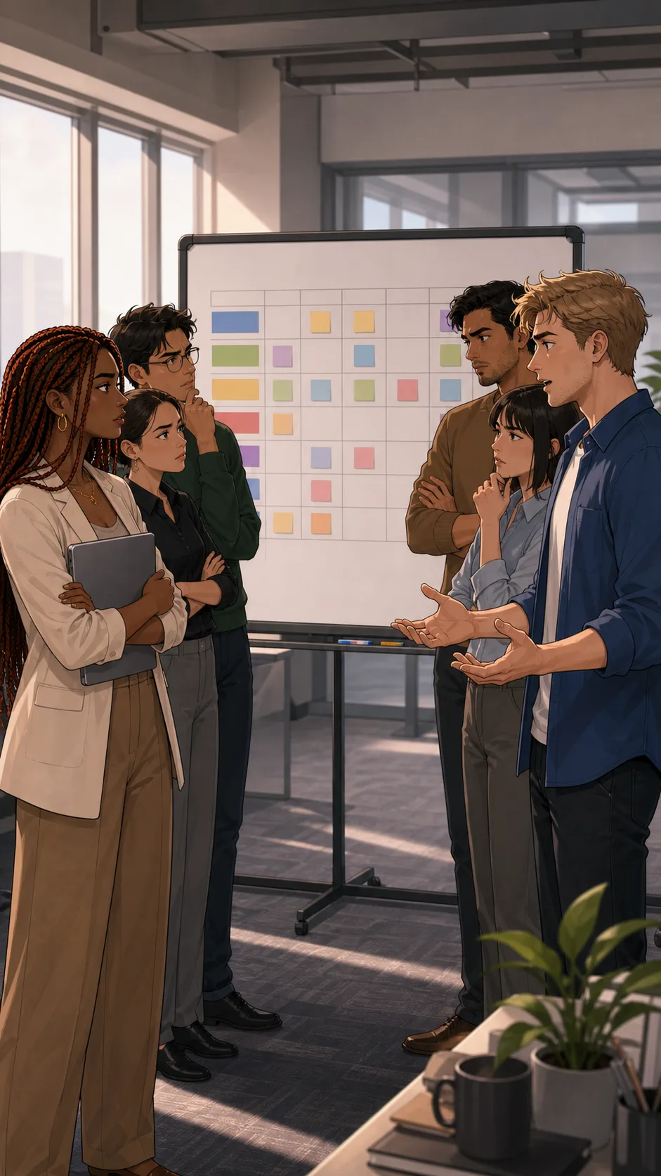 The team splits over Eva's PTO coverage map.