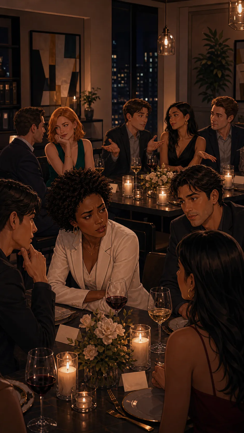 Dinner guests split over the seating notes party game.