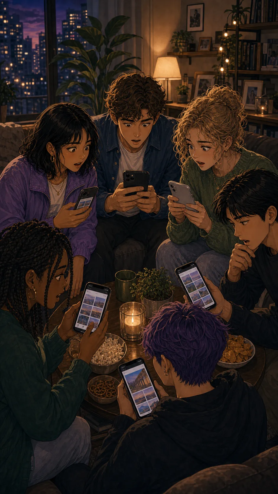 Friends react to an unexpected screenshot in a shared album.