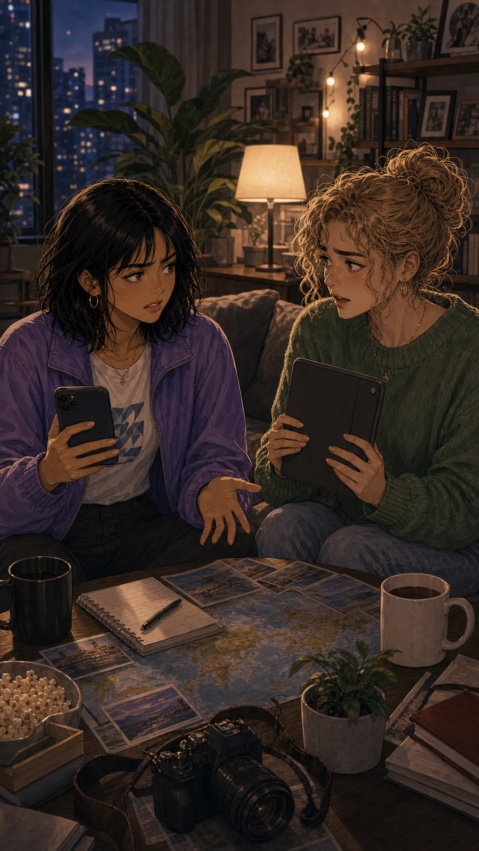 Maya and Lila discuss the shared album settings.