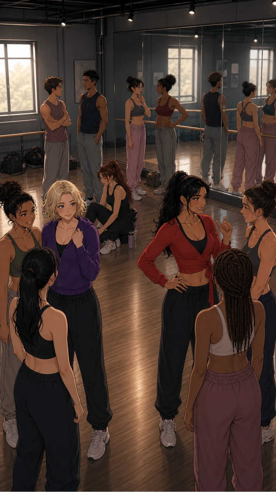 The dance class splits over the showcase move.