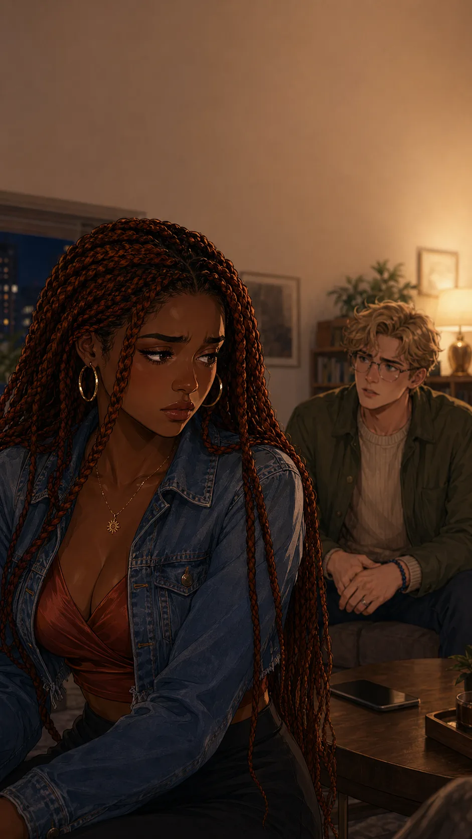 Amara explains why staying offline made her feel hidden while Theo listens.