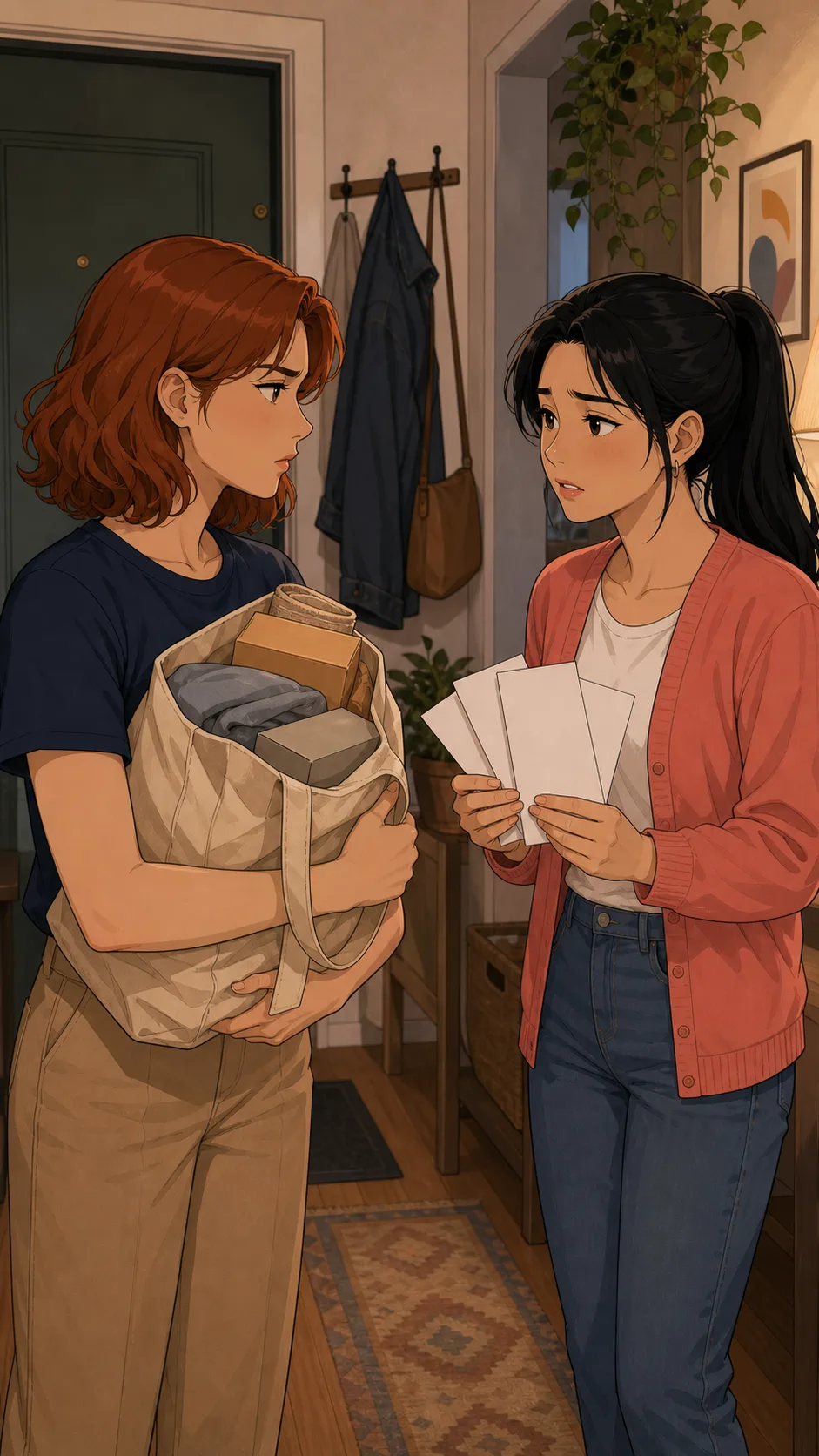 Claire and Dana discuss whether the tote should be used for group returns.