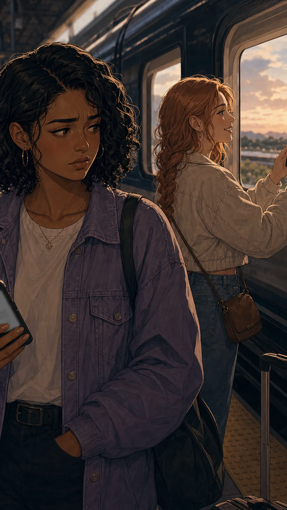 A fictional traveler notices her train seat changed while standing at a generic station.