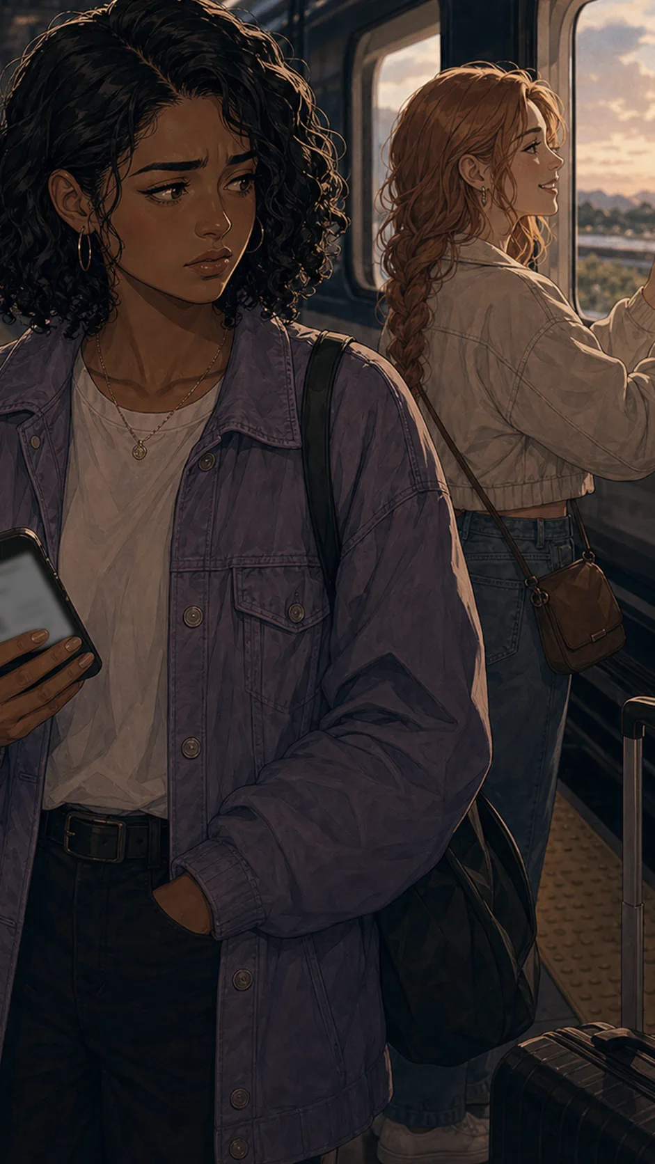 A fictional traveler tries to stay calm in a middle train seat.