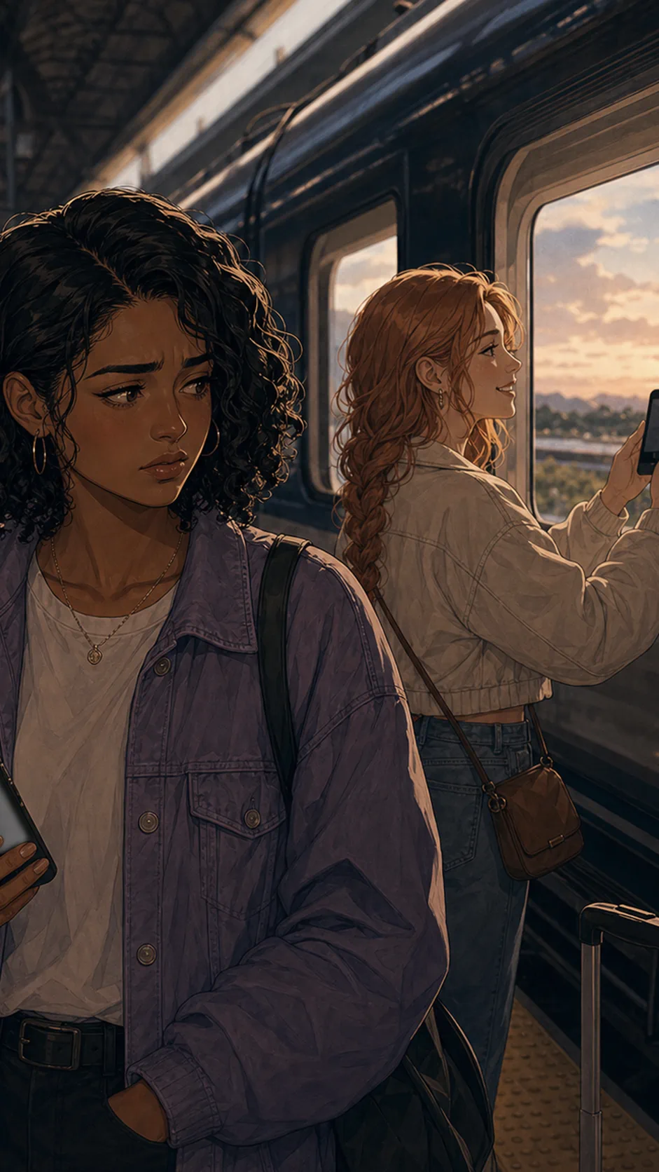 A fictional traveler looks at a blurred seat screen before deciding how to handle the return trip.