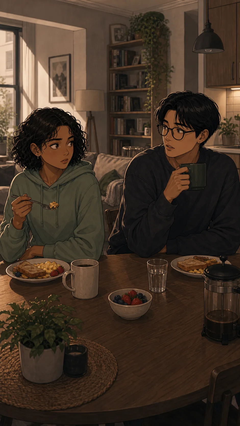 Maya freezes at breakfast while Eli casually asks about her search.