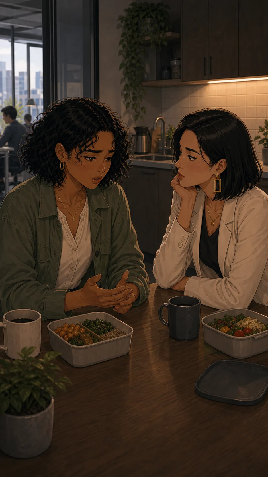 Mara looks vulnerable while telling Juno a personal story.