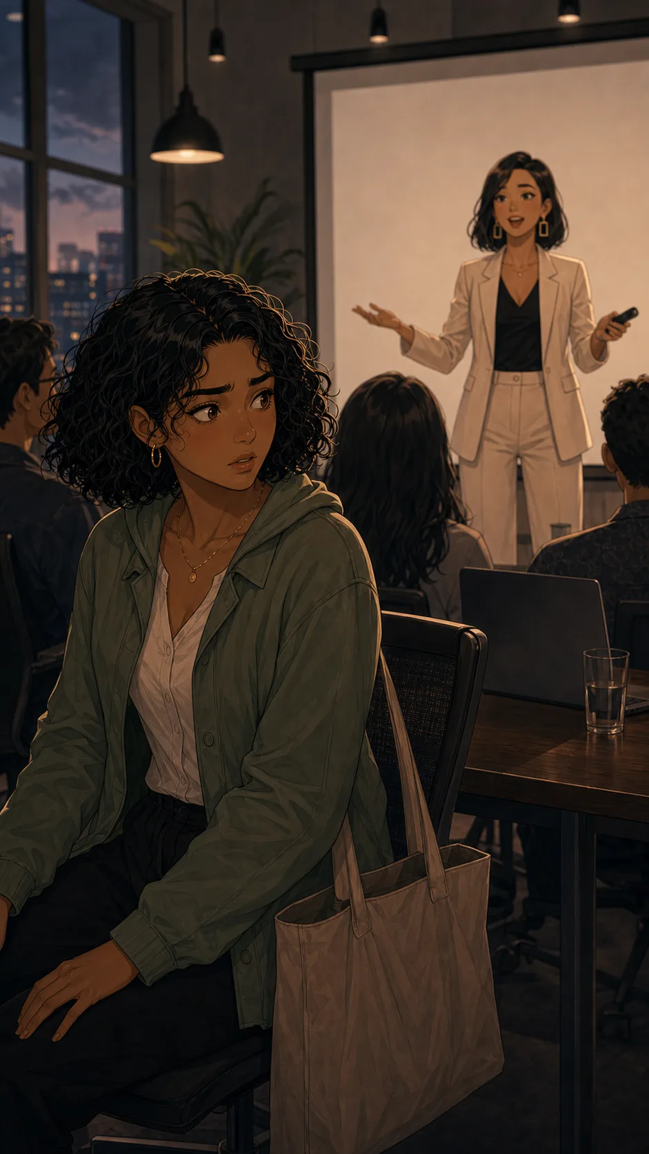 Mara freezes as she realizes Juno is using her personal story.