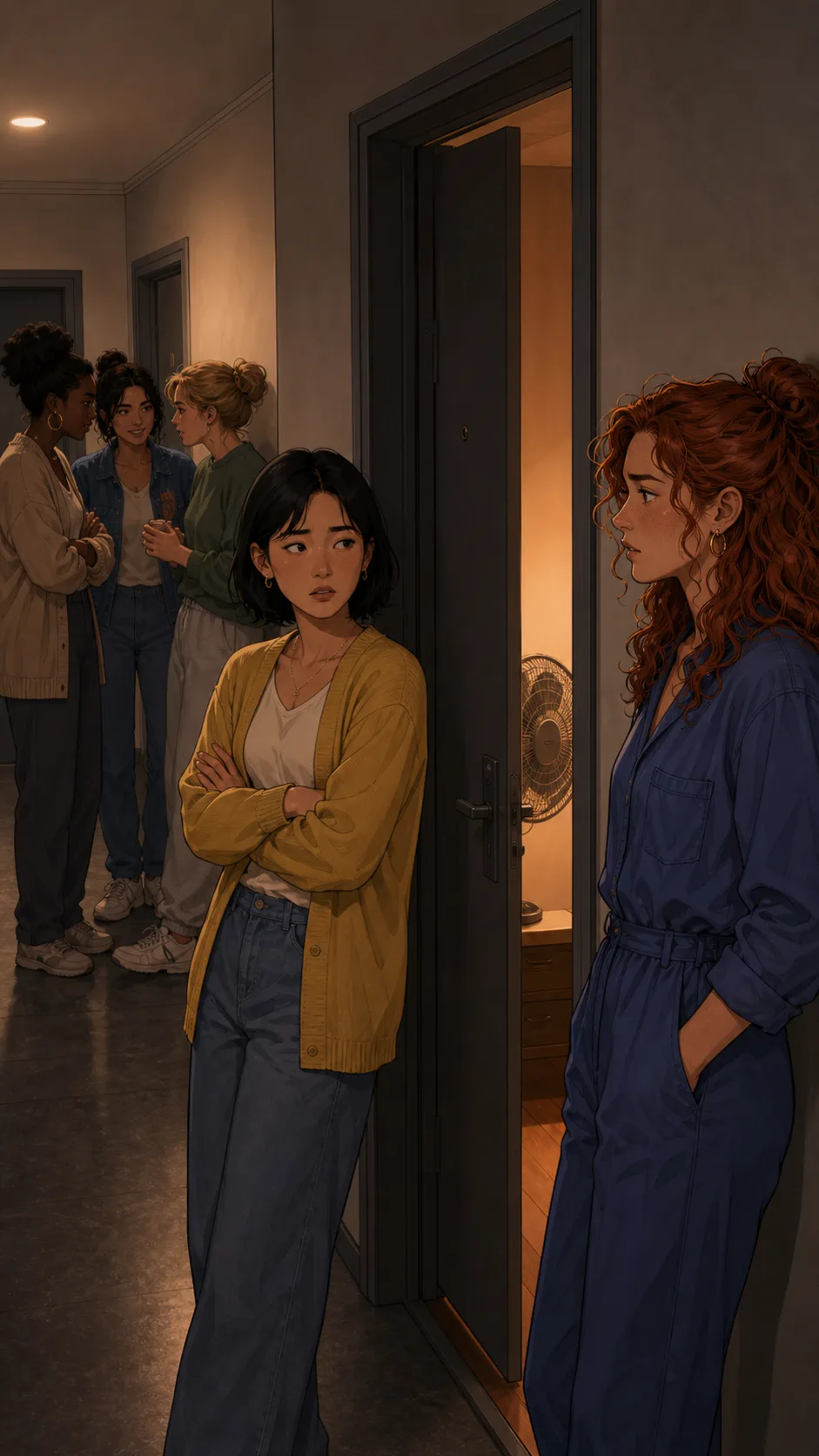 Neighbors split over whether June's fan should help the hallway.