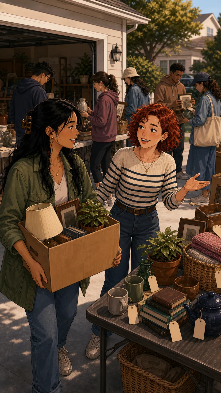 June arrives to help Talia with the yard sale.